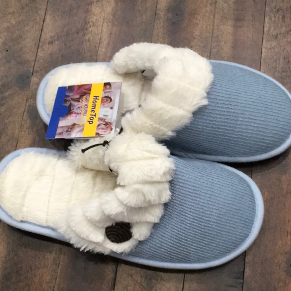 Blue and White Slippers